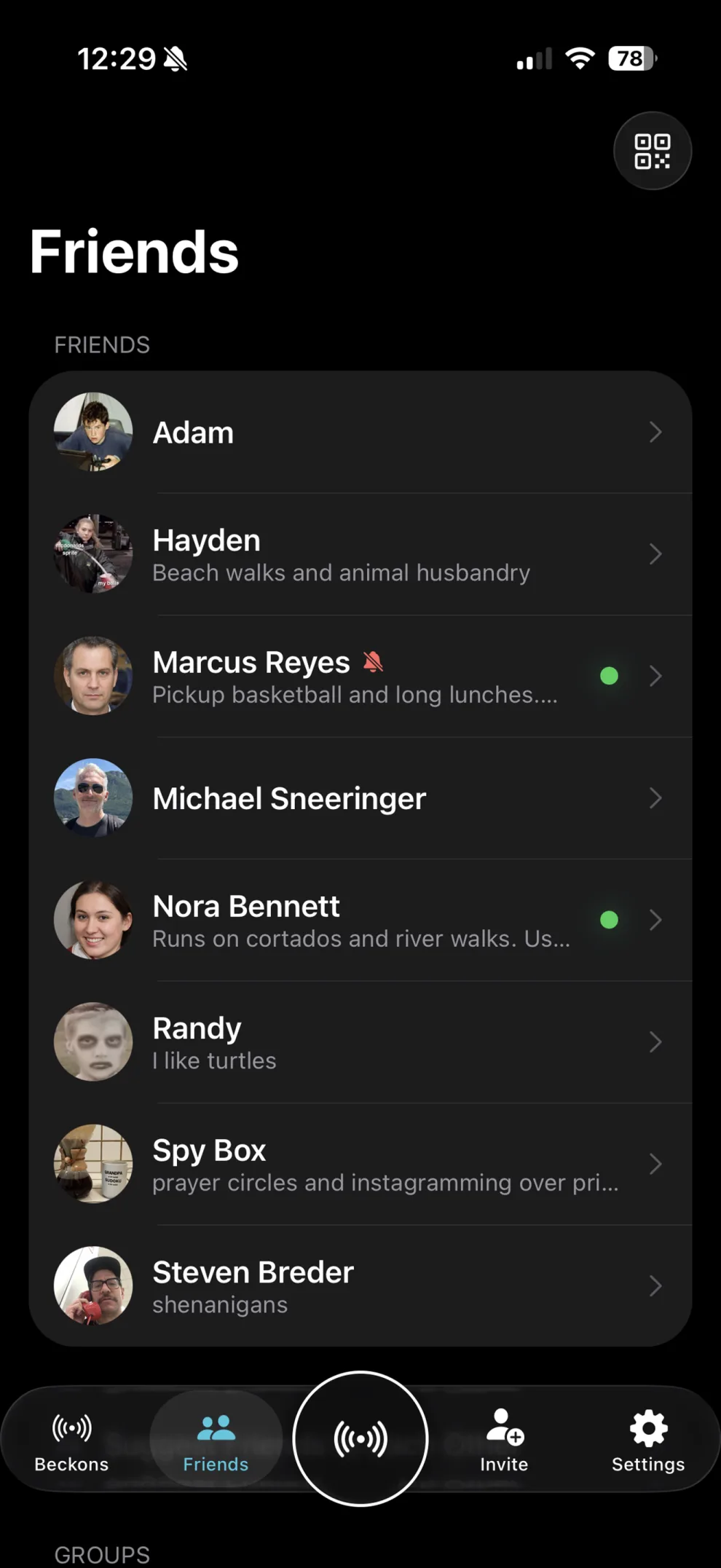 The Friends list